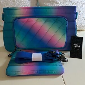 NWT Think Royln Bank Street XL Crossbody with Pouch Blue Lagoon Ombre